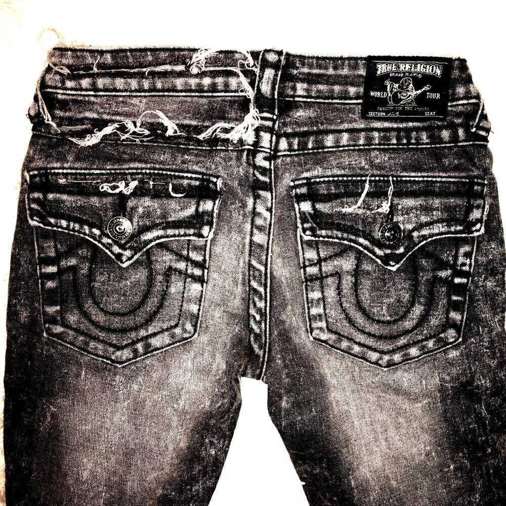True Religion Julies Skinny Jeans, Custom Tattered, Flap Pocke…